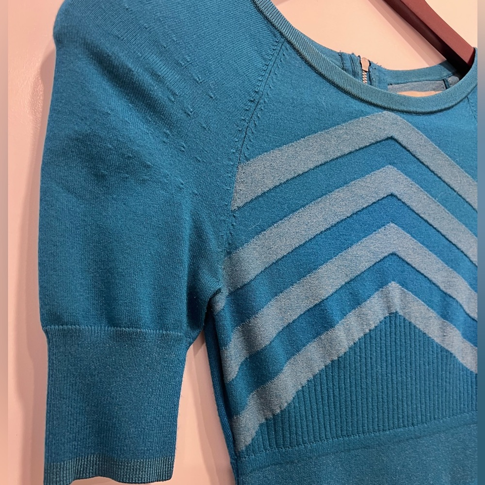 Karen Millen Fit And Flare Knit Dress In Turquoise - image 5